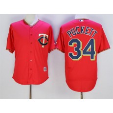 MLB Minnesota Twins 34 Kirby Puckett Red Alternate Stitched Majestic 2016 Cool Base Men Jersey