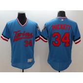 MLB Minnesota Twins 34 Kirby Puckett Retired Light Blue Pullover 2016 Flexbase Majestic Baseball Men Jersey