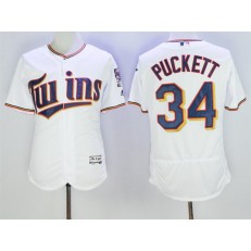 MLB Minnesota Twins 34 Kirby Puckett White Home 2016 Flexbase Majestic Baseball Men Jersey