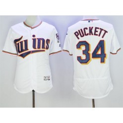 MLB Minnesota Twins 34 Kirby Puckett White Home 2016 Flexbase Majestic Baseball Men Jersey