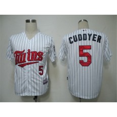 MLB Minnesota Twins 5 Michael Cuddyer White Blue Strip Cool Base Men Jersey