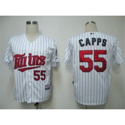 MLB Minnesota Twins 55 Matt Capps White Blue Strip Cool Base Men Jersey