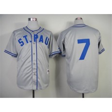 MLB Minnesota Twins 7 Joe Mauer 1948 St. Paul Saints Turn Back The Clock Authentic Gray Men Jersey
