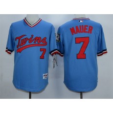 MLB Minnesota Twins 7 Joe Mauer Blue Cooperstown Men Jersey
