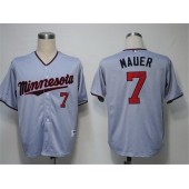 MLB Minnesota Twins 7 Joe Mauer Grey Men Jersey