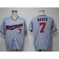MLB Minnesota Twins 7 Joe Mauer Grey Men Jersey