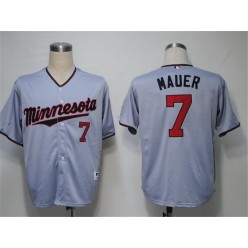 MLB Minnesota Twins 7 Joe Mauer Grey Men Jersey