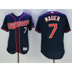 MLB Minnesota Twins 7 Joe Mauer Navy Blue 2016 Flexbase Majestic Baseball Men Jersey