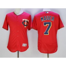 MLB Minnesota Twins 7 Joe Mauer Red 2016 Flexbase Majestic Baseball Men Jersey