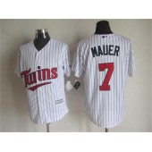 MLB Minnesota Twins 7 Joe Mauer White Cool Base Men Jersey