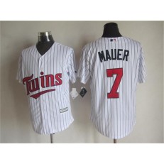 MLB Minnesota Twins 7 Joe Mauer White Cool Base Men Jersey