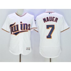 MLB Minnesota Twins 7 Joe Mauer White Home 2016 Flexbase Majestic Baseball Men Jersey