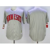 MLB Minnesota Twins Blank Retired 1987 Gray Pinstirpe Mitchell & Ness Throwback Men Jersey