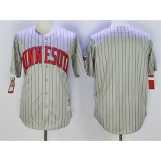 MLB Minnesota Twins Blank Retired 1987 Gray Pinstirpe Mitchell & Ness Throwback Men Jersey