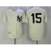MLB New York Yankees 15 Thurman Munson Cream Pinstripe 1969 Throwback Cooperstown Collection Stitched Mitchell & Ness Men Jersey