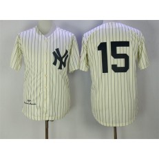 MLB New York Yankees 15 Thurman Munson Cream Pinstripe 1969 Throwback Cooperstown Collection Stitched Mitchell & Ness Men Jersey