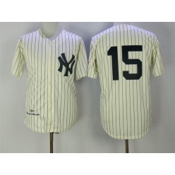 MLB New York Yankees 15 Thurman Munson Cream Pinstripe 1969 Throwback Cooperstown Collection Stitched Mitchell & Ness Men Jersey