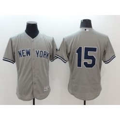 MLB New York Yankees 15 Thurman Munson Retired Gray Road 2016 Flexbase Majestic Baseball Men Jersey