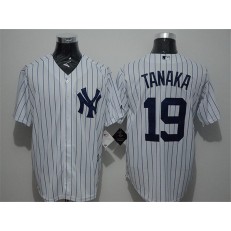 MLB New York Yankees 19 Masahiro Tanaka White Strip New Cool Base Stitched Men Jersey