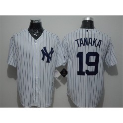 MLB New York Yankees 19 Masahiro Tanaka White Strip New Cool Base Stitched Men Jersey