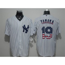 MLB New York Yankees 19 Masahiro Tanaka White USA Flag Fashion Baseball Men Jersey