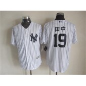MLB New York Yankees 19 Masahiro Tanaka 田中 2015 White With Navy Pinstripe Men Jersey