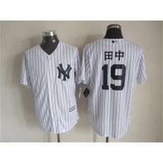 MLB New York Yankees 19 Masahiro Tanaka 田中 2015 White With Navy Pinstripe Men Jersey