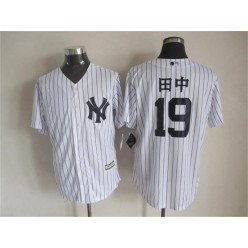 MLB New York Yankees 19 Masahiro Tanaka 田中 2015 White With Navy Pinstripe Men Jersey