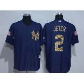 MLB New York Yankees 2 Derek Jeter Blue Salute to Service Cool Base Baseball Men Jersey