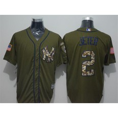 MLB New York Yankees 2 Derek Jeter Green Salute To Service Stitched Majestic Cool Base Men Jersey