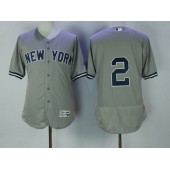MLB New York Yankees 2 Derek Jeter Home Gray 2016 Flexbase Majestic Baseball Men Jersey