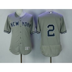 MLB New York Yankees 2 Derek Jeter Home Gray 2016 Flexbase Majestic Baseball Men Jersey