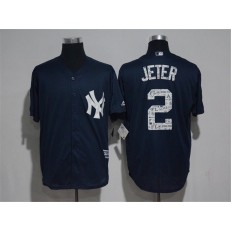 MLB New York Yankees 2 Derek Jeter Navy Blue 2017 Spring Training Stitched Majestic Cool Base Men Jersey