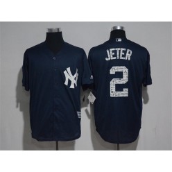 MLB New York Yankees 2 Derek Jeter Navy Blue 2017 Spring Training Stitched Majestic Cool Base Men Jersey