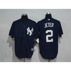MLB New York Yankees 2 Derek Jeter Navy Blue New Cool Base Stitched Baseball Men Jersey