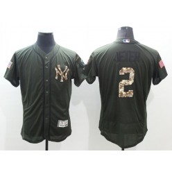 MLB New York Yankees 2 Derek Jeter Retired Green Salute To Service 2016 Flexbase Majestic Baseball Men Jersey