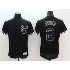 MLB New York Yankees 2 Derek Jeter Retired Lights Out Black Fashion 2016 Flex Base Majestic Stitched Men Jersey