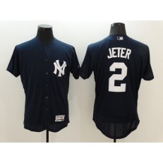 MLB New York Yankees 2 Derek Jeter Retired Navy Blue 2016 Flexbase Majestic Baseball Men Jersey