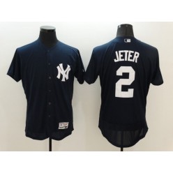 MLB New York Yankees 2 Derek Jeter Retired Navy Blue 2016 Flexbase Majestic Baseball Men Jersey