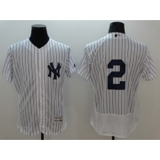 MLB New York Yankees 2 Derek Jeter Retired White No Name 2016 Flexbase Majestic Baseball Men Jersey