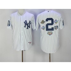 MLB New York Yankees 2 Derek Jeter White 5x World Series Champions Cool Base Men Jersey