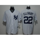 MLB New York Yankees 22 Jacoby Ellsbury White Strip New Cool Base Stitched Men Jersey