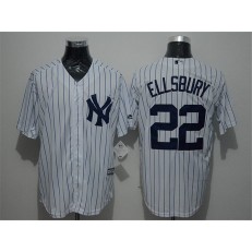 MLB New York Yankees 22 Jacoby Ellsbury White Strip New Cool Base Stitched Men Jersey