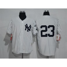MLB New York Yankees 23 Don Mattingly No Name White Retired Patch Stitched Cooperstown Collection Mitchell & Ness Men Jersey