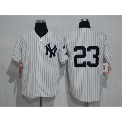 MLB New York Yankees 23 Don Mattingly No Name White Retired Patch Stitched Cooperstown Collection Mitchell & Ness Men Jersey