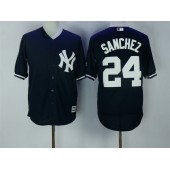 MLB New York Yankees 24 Gary Sanchez Navy Blue Name Stitched Majestic Cool Base Men Jersey