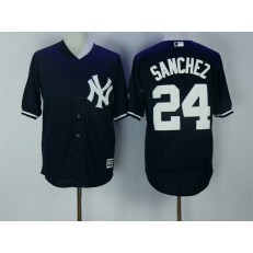 MLB New York Yankees 24 Gary Sanchez Navy Blue Name Stitched Majestic Cool Base Men Jersey