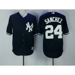 MLB New York Yankees 24 Gary Sanchez Navy Blue Name Stitched Majestic Cool Base Men Jersey