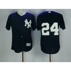 MLB New York Yankees 24 Gary Sanchez Navy Blue No Name Stitched Majestic Flex Base Men Jersey