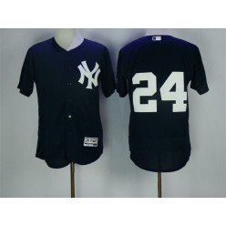 MLB New York Yankees 24 Gary Sanchez Navy Blue No Name Stitched Majestic Flex Base Men Jersey